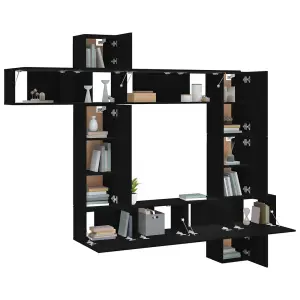 Berkfield 9 Piece TV Cabinet Set Black Engineered Wood