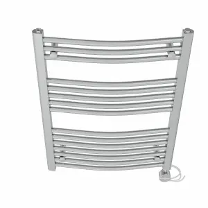 Right Radiators Prefilled Thermostatic Electric Heated Towel Rail Curved Ladder Warmer Rads - Chrome 800x600 mm