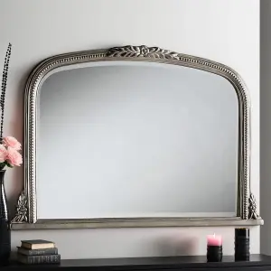 Yearn Overmantle Beaded Mirror Silver 102(w)x66cm(h)