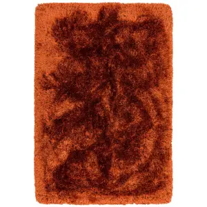 Orange Easy to clean Plain Handmade , Luxurious , Modern , Plain , Shaggy , Sparkle Rug for Living Room, Bedroom - 120cm X 170cm