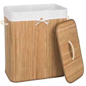 Laundry Basket - washing hamper with lid, removable laundry bag, 2 handles - beige