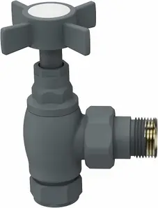 Rinse Bathrooms 15mm Traditional Anthracite Angled Bathroom Radiator Valves Towel Rail Valves Pair for Central Heating