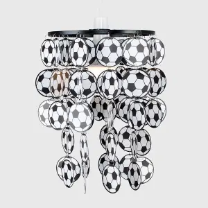 ValueLights Football Black Ceiling Pendant Shade and B22 GLS LED 10W Warm White 3000K Bulb