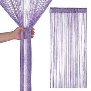 String Curtain Panel Spaghetti Tassel Curtain, 200cm x 90cm - Light Purple