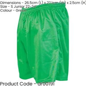 S - GREEN Junior Sports Micro Stripe Training Shorts Bottoms - Unisex Football