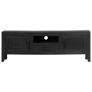 Berkfield TV Cabinet Black 118x30x40 cm Solid Mango Wood