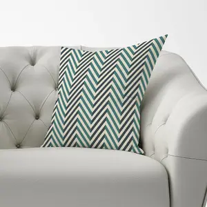 Geometric Herringbone Chevron Blues Cushions 60cm x 60cm