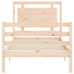 Berkfield Bed Frame with Headboard Small Single Solid Wood