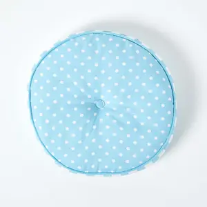 Homescapes Blue & White Polka Dots Round Floor Cushion