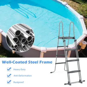 Costway A Frame Pool Ladder Above Ground W/ Removable Steps Non-Slip