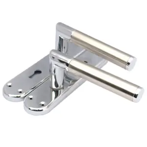 Door Handles Mitred Straight Lever Locks Duo - Chrome Satin 180mm x 40mm