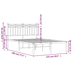 Berkfield Metal Bed Frame with Headboard White 120x190 cm