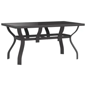 Berkfield Garden Table Grey and Black 140x70x70 cm Steel and Glass