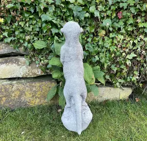 Stone Cast Standing Meerkat Garden Ornament