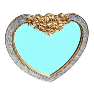 80x85cm Heart Mdf Crackle Frame Gold Heart Shpe Wall Mirror