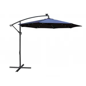 Apollo Banana Cantilever Parasol with Built in LED Lights - Navy