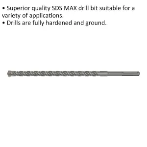 Premium 24 x 520mm SDS Max Drill Bit for Masonry - Fully Hardened and Precision Ground