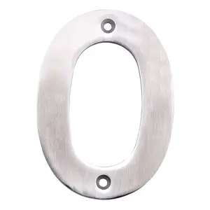 100mm Front Door Numerals '0' 82mm Fixing Centres Satin Stainless Steel