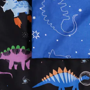 Space Duvet Cover Bedding Set Pillowcases Dino Reversible Quilt, Navy - Junior