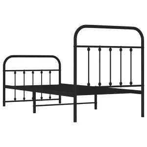 Berkfield Metal Bed Frame with Headboard and Footboard Black 90x190 cm