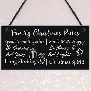 Funny Family Christmas Rules Sign Christmas Decoration Home Decor Family Gift