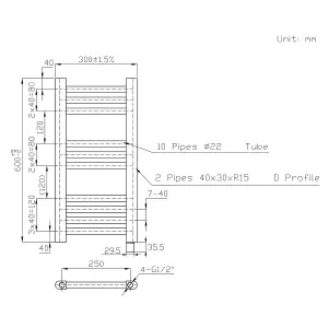 Right Radiators Prefilled Electric Straight Heated Towel Rail Bathroom Ladder Warmer Rads - Chrome 600x300 mm