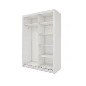 Elegant Sliding Door Wardrobe with Mirrors & Organiser Shelves in White (H2150mm x W1500mm x D600mm)