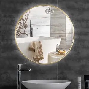 Baum Metal Flat Wall Mirror Gold / 40 cm H x 40 cm W