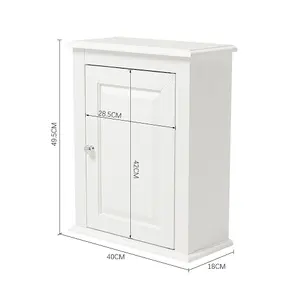 Wall-Mounted 1-door Modern White Wooden Storage Bathroom Cabinet