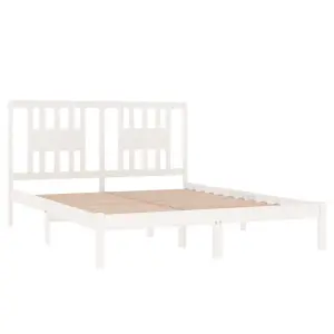 Berkfield Bed Frame White Solid Wood Pine 160x200 cm