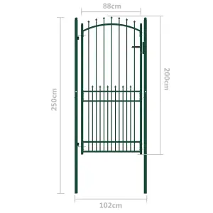 Berkfield Fence Gate with Spikes Steel 100x200 cm Green