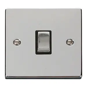 Polished Chrome 1 Gang 20A Ingot DP Switch - Black Trim - SE Home