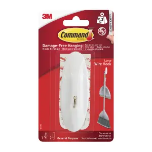 3M Command Large White Wire hook (Holds)2.2kg