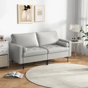 Costway Modern Loveseat 2-Seater Sofa Couch w/ Thick Cushion & 2 Bolsters