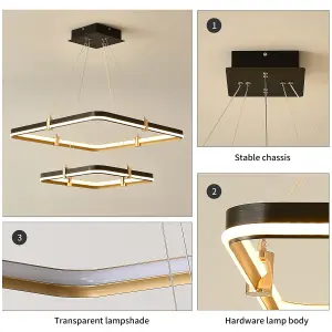 Garwarm Dimmable LED 2- Rectangular Ring Modern  Chandelier