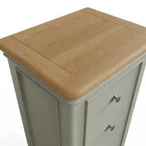 Large 5 Drawer Chest Of Drawers Solid Oak Sage Green Painted Finish Ready Assembled