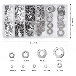 800Pcs Round Flat Repair Washers Stainless Steel For Screws Bolts M2 M2.5 M3 M4