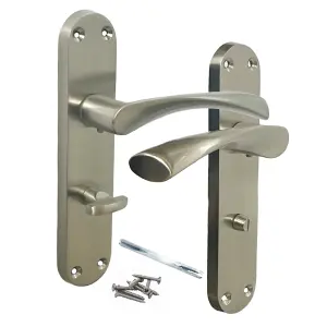 Monja Astrid Door Handles Arched Lever Satin Bathroom Lock