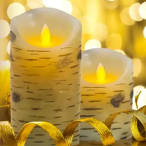 Set of 3 LED Flameless Pillar Candles Flickering Battery Operated with Remote