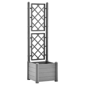 Berkfield Garden Planter with Trellis 43x43x142 cm PP Stone Grey