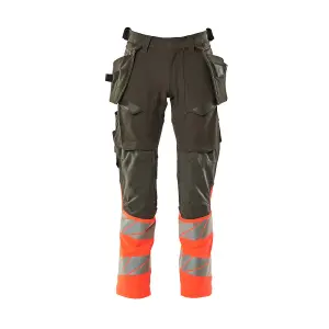 Mascot Accelerate Safe Trousers with Holster Pockets - Dark Anthracite/Hi-Vis Red   (35.5) (Leg Length - Long)