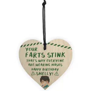 Rude Birthday Gift For Her Him Wooden Heart Funny Quarantine Lockdown Gift