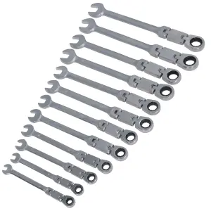 Metric Double Jointed Flexi Ratchet Combination Spanner 72 Teeth 8 - 19mm 12pc