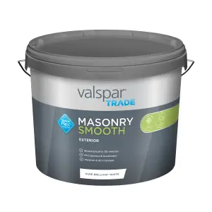 Valspar Trade Pure Brilliant White Smooth Matt Masonry paint, 10L Tub