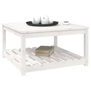 Berkfield Garden Table White 82.5x82.5x45 cm Solid Wood Pine