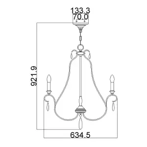 Elstead Dewitt 5 Light Chandelier Silver Finish, E14