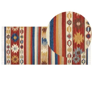 Wool Kilim Area Rug 80 x 150 cm Multicolour JRARAT