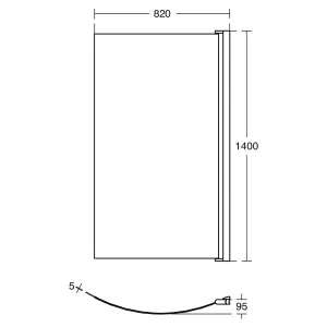 Ideal Standard Tempo Curved 1 panel Clear glass Bright Silver effect frame Bath screen, (W) 820mm (H) 1400mm