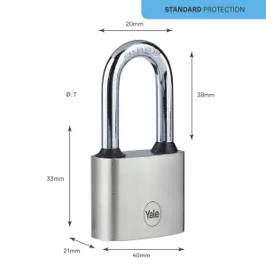 Yale Medium duty Block Iron Disc Long shackle Padlock (W)40mm