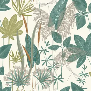 Grandeco Foliage Sprigs Loma Textured Wallpaper,  Green